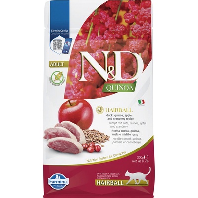 N&D Quinoa CAT Hairball Duck & Cranberry 300 g
