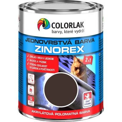 Colorlak Zinorex Základní antikorozní barva 2 v 1 polomat 600 ml čokoládová hnědá