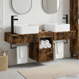 vidaXL Комплект шкафове за баня 3 бр. Опушен дъб 136 x 35 x 80 см (3405612)