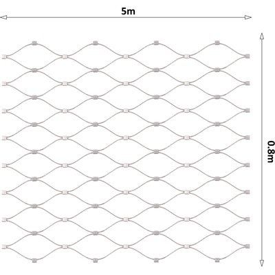 Lankova sieť, 0,8 x 5 m, oko 50 x 50 mm, ø 1,5 mm, AISI 316