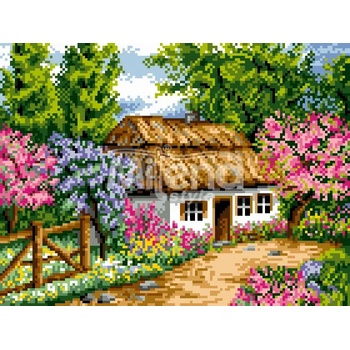 Image 1 of Milena Style Диамантен гоблен " Цветна къщурка"