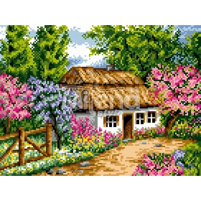 Milena Style Диамантен гоблен " Цветна къщурка"