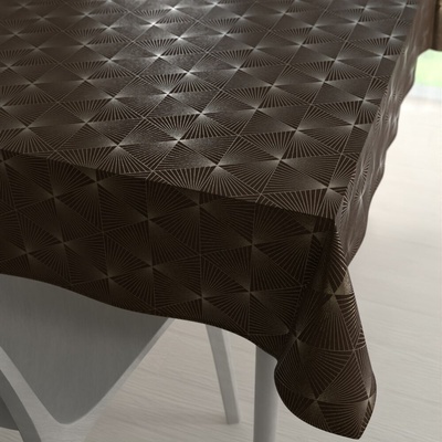 Biante Veľký zamatový obdĺžnikový obrus Isabela IBL-012 Rose Gold trojuholníky na hnedom 220x260 cm