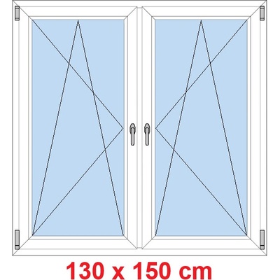 Soft Dvoukřídlé plastové okno 130x150 cm OS+OS se sloupkem Bílá