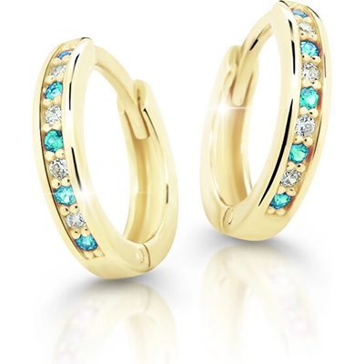 Cutie Jewellery kruhové náušnice zo žltého zlata C3342-80-X-1 svetlozelená