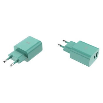 Nokia Зарядно HMD Dual Port Wall Charger 30W Green - 1x USB-A + 1x USB-C, до 30W общо (HMD DUAL PORT CHARG 30W GREEN)