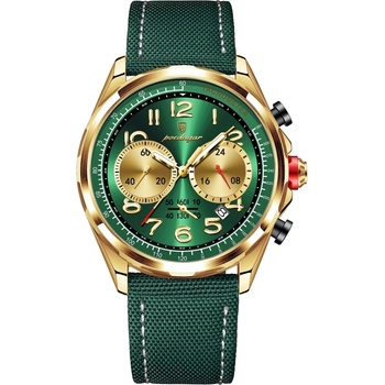 Poedagar Мъжки часовник Poedagar CS1857, естествена кожа, зелен, зелен циферблат (CS1857)
