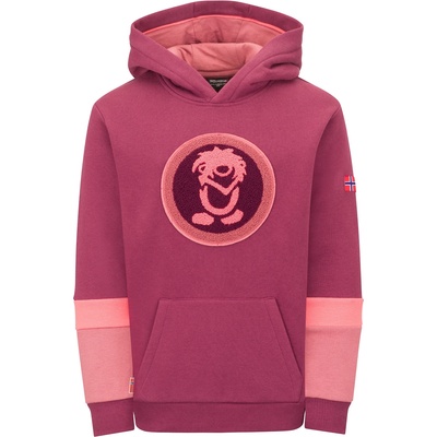 TROLLKIDS Детски суичър Trollkids Kid's Troll Sweater XT Hoodie - Deep Ruby / Frozen Berry / Pink Salmon - размер 116 (EU) (704-5513-0614)