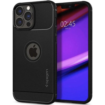 Spigen Rugged Armor Case - силиконов (TPU) калъф с висока степен на защита за iPhone 13 Pro Max (черен)