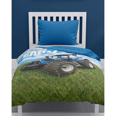 DETEXPOL Přehoz na postel Traktor blue farm Polyester, 170/210 DL-555930