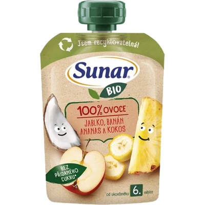 Sunar BIO ovocná kapsička banán, jablko, jahoda, malina 100 g