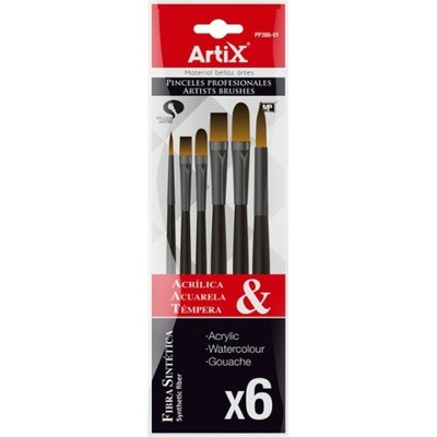 Artix Paints Štětce kulaté a ploché syntetické č.16, 10, 8, 6 sada č.20 (6ks)