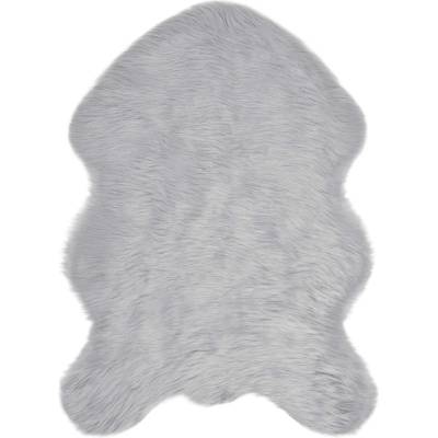 Pure Line Home Фигурална пътека tafalla с дълъг косъм, имитация на вълна, с анти-слип основа, Сива