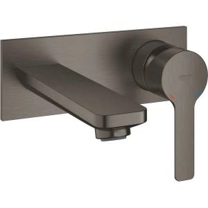 GROHE Lineare - Скрита смесителна батерия за умивалник, монтаж с 2 отвора, матирана повърхност Hard Graphite 19409AL1 (19409AL1)