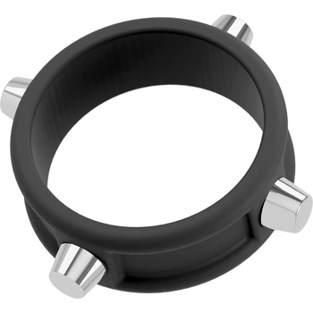 Rebel Cock Ring with Studs Black