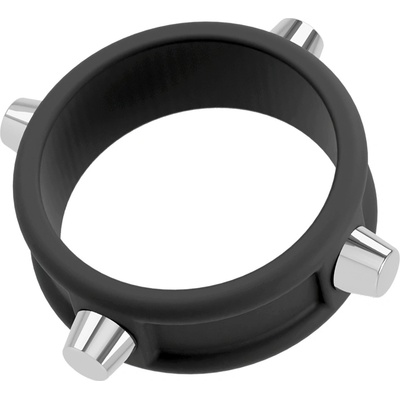 Rebel Cock Ring with Studs Black