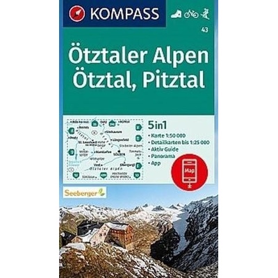 Ötztaler Alpen, Ötztal, Pitztal (Kompass - 43) - turistická mapa