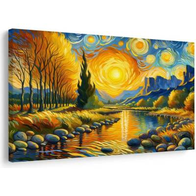 Obraz slunce nad řekou - 60x40