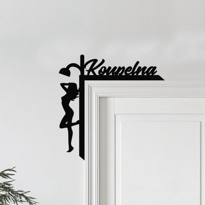 dřevo života Dřevěná cedulka do rohu dveří Koupelna Rozměry (cm): 20x18, Zvolte barvu dekoru: Černá