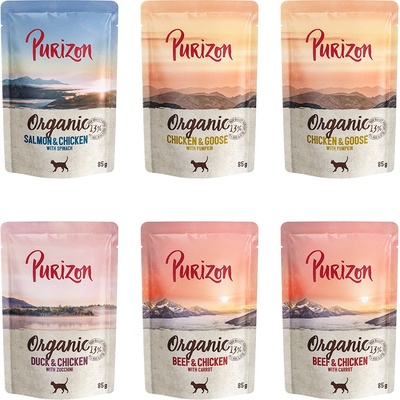 Purizon Organic kuřecí hovězí losos kachna 22 x 85 g