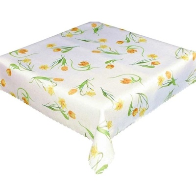Forbyt Ubrus s nešpinivou úpravou Tulipány žlutě oranžové 120x155 cm