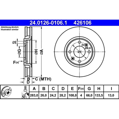 Brzdový kotúč ATE 24.0126-0106.1 (24012601061)