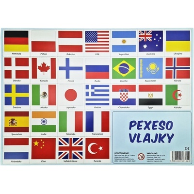 Wiky Pexeso štátne vlajky 32 dvojic