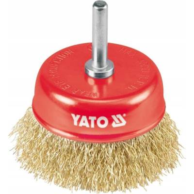 Yato Kartáč drátěný čelní s nástavcem do vrtačky 75 mm pomosazený drát YT-4750