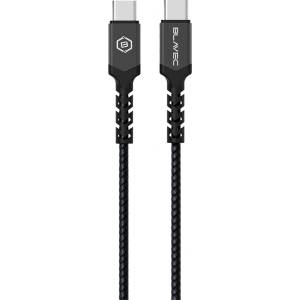  Кабел Blavec USB-C към USB-C, PD, 60W, 3A, 25 см, съвместим с Apple Carplay, Android Auto, черен - сив