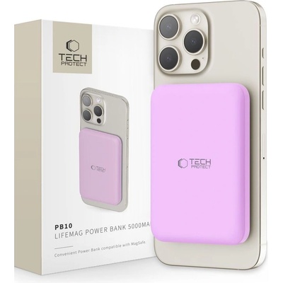 Tech-Protect Преносима батерия Power Bank с MagSafe 5 000 mAh от Tech-Protect PB10 LifeMag 15W - Lilac (5906302310692)