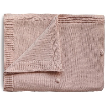 Mushie Pletená dětská deka z organické bavlny bodkovaná Blush