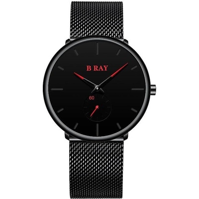 B Ray Мъжки часовник B Ray Mesh, Кварцов, Неръждаема стомана, Черен/Червен (B-RAY-9002-RED)