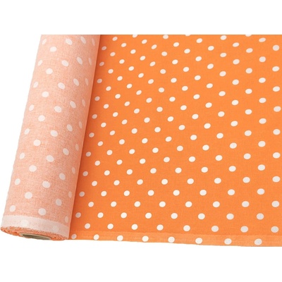 Mirtex Plátno DOMESTIK 145/13069-10 Oranžový poklad Puntíky 10mm šíře 150cm