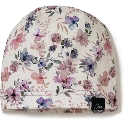ESITO Jarní čepice Violet flowers Cream smetanová