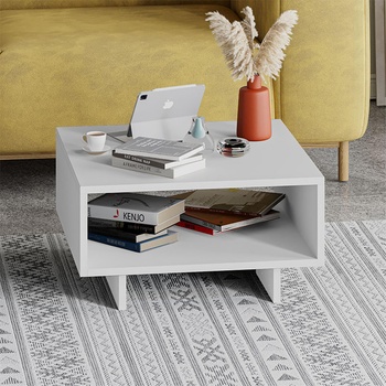 TopMebel Хола меламинова кафе маса в бял цвят 60x60x32см