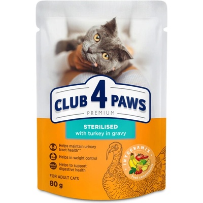 Club 4 Paws Sterilised Premium s morčacím mäsom v omáčke 80 g