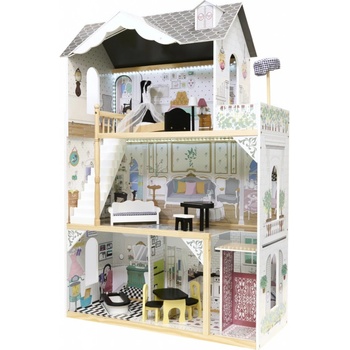 KIK Drevený domček pre bábiky z MDF + nábytok 122cm XXL LED