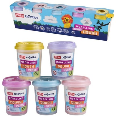 Easy Creative Sada perleťovné modelíny, velké kelímky 5 x 141g