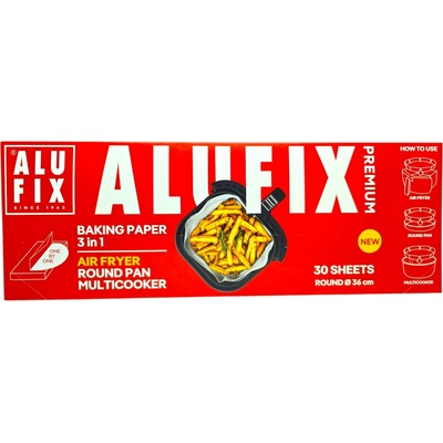 ALUFIX, Premium Baking Paper 3 in 1, кръгла хартия за печене за air fryer, 30 листа O36 см