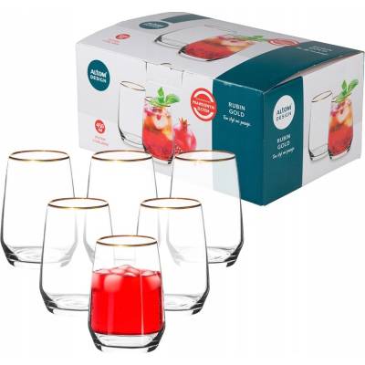 Design Sklenice na nápoje a koktejly Altom Rubín Gold 6 kusů 450 ml