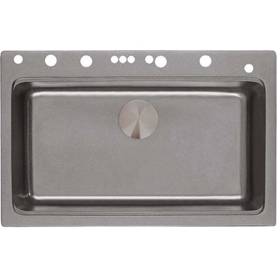 Inter Ceramic Кухненска мивка 8276 GREY, Inter Ceramic, гранит, едно корито, със сифон, 76x23х48.5см (8276 GREY)