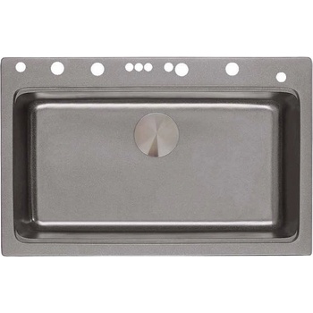 Inter Ceramic Кухненска мивка 8276 GREY, Inter Ceramic, гранит, едно корито, със сифон, 76x23х48.5см (8276 GREY)