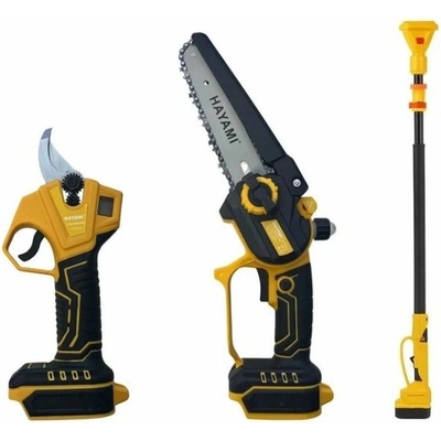 Velká AKU sada HAYAMI HA-1008-1 3v1 - pila + zahradnické nůžky + prodlužovací tyč 2,4 m – Zbozi.Blesk.cz