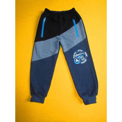 Arex ČR Tepláky s manžetou a kapsami na zip šedá modrá