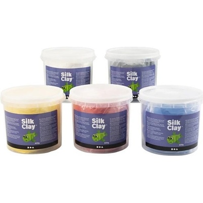 Creative Samotvrdnoucí modelovací lehká hmota Silk Clay SADA 5 barev