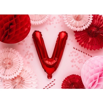Party Deco FB2M V 007 Fóliový balón červený písmeno 35 cm V