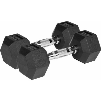 REBEL ACTIVE Liatinové pogumované činky HEX 2 x 5 kg