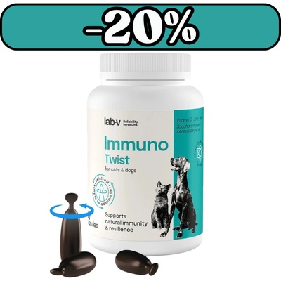 Lab-v Immuno Twist podpora přirozené imunity a vitality pro psy a kočky 60 twist off kapslí