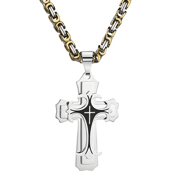 HARAHU Мъжки колие be-32554 - Тип1 / Сребристо / Златно kp32554 (be-32554)