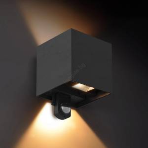 Brilagi - LED външно стенно осветително тяло с сензор CUBE LED/6W/230V черно IP65 (BG2296)